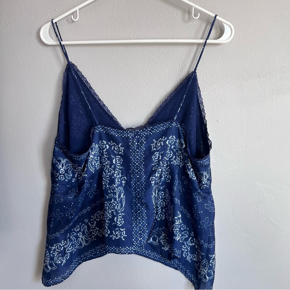 NWT LoveShackFancy Tivelo Top Bandana Print Silk Navy White XL - Picture 10 of 12